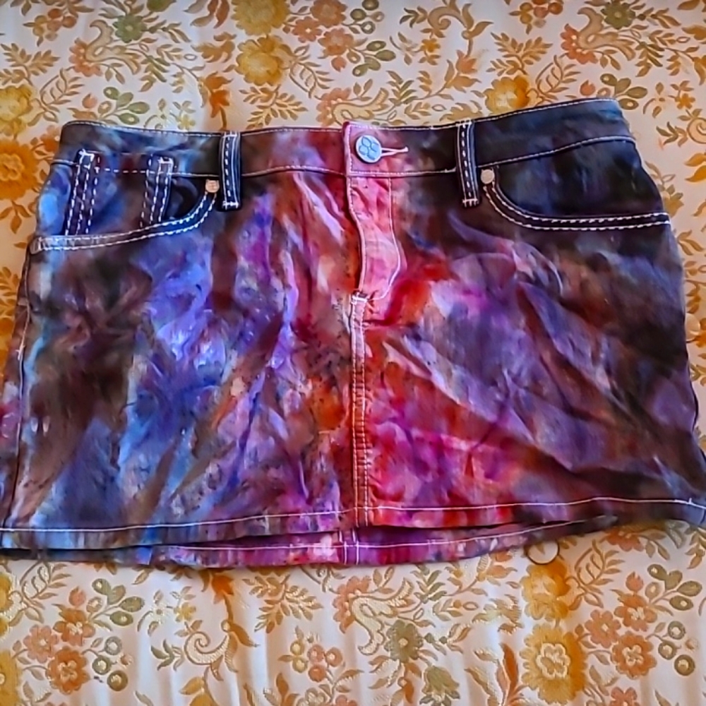 Hand tie dyed BCBG mini skirt